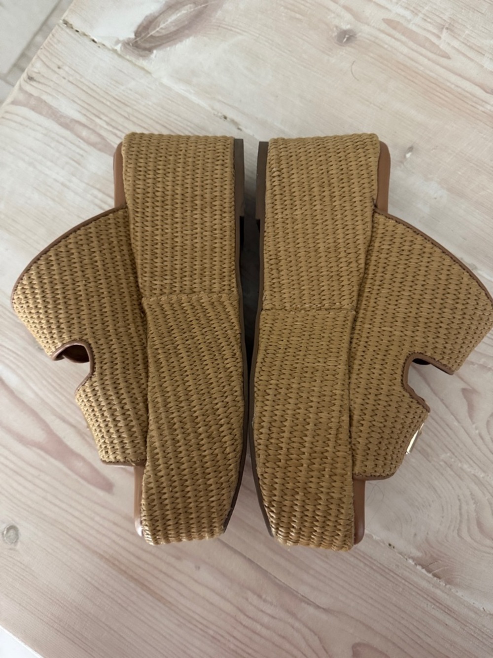 Marc Fisher Natural Braided Platform Slide Sandals with Buckles - Picture 7 of 7